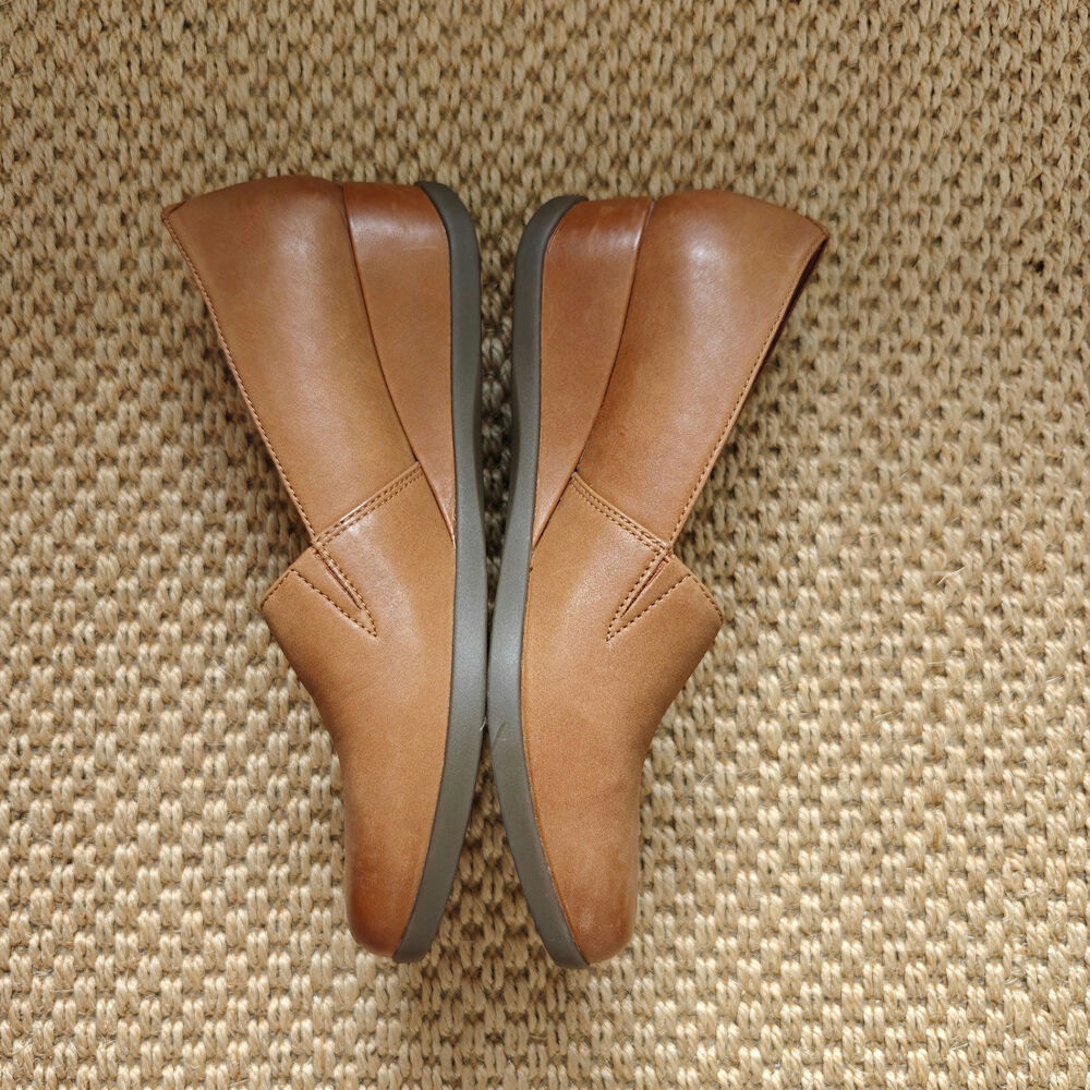 Dansko Kiri Luggage Brown Leather Slip On Flat Wedge Shoes EU 39 US 8.5-9 - Picture 5 of 9